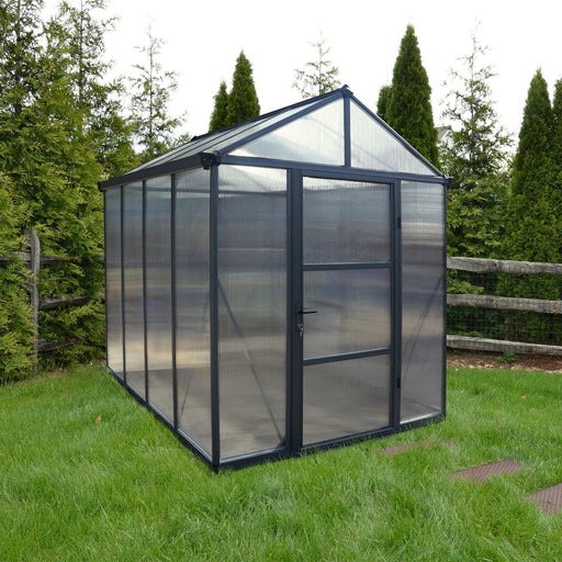 Palram Canopia | 6x8 Ft Glory Greenhouse Kit Gray With 10mm Twin-wall Polycarbonate Glazing - HG6608