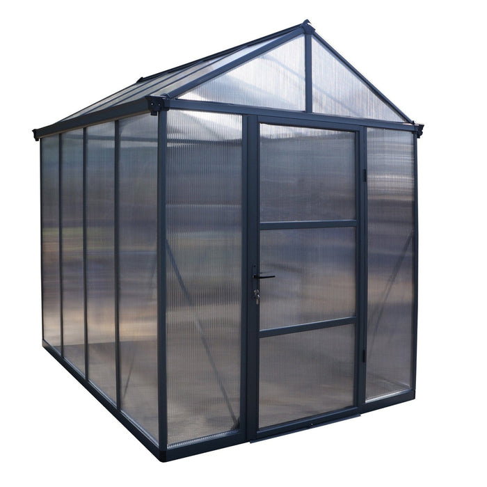 Palram Canopia | 6x8 Ft Glory Greenhouse Kit Gray With 10mm Twin-wall Polycarbonate Glazing - HG6608