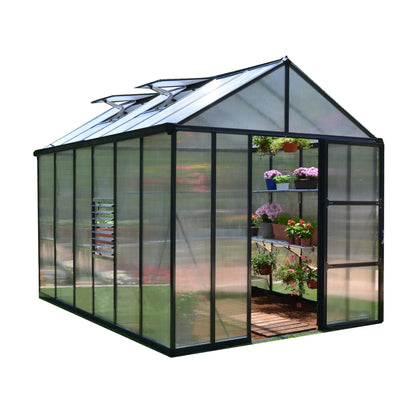 Palram - Canopia | Glory Premium Greenhouse Kit 8 Ft Wide - Gray With 10mm Twin-wall Polycarbonate Glazing - HG5608