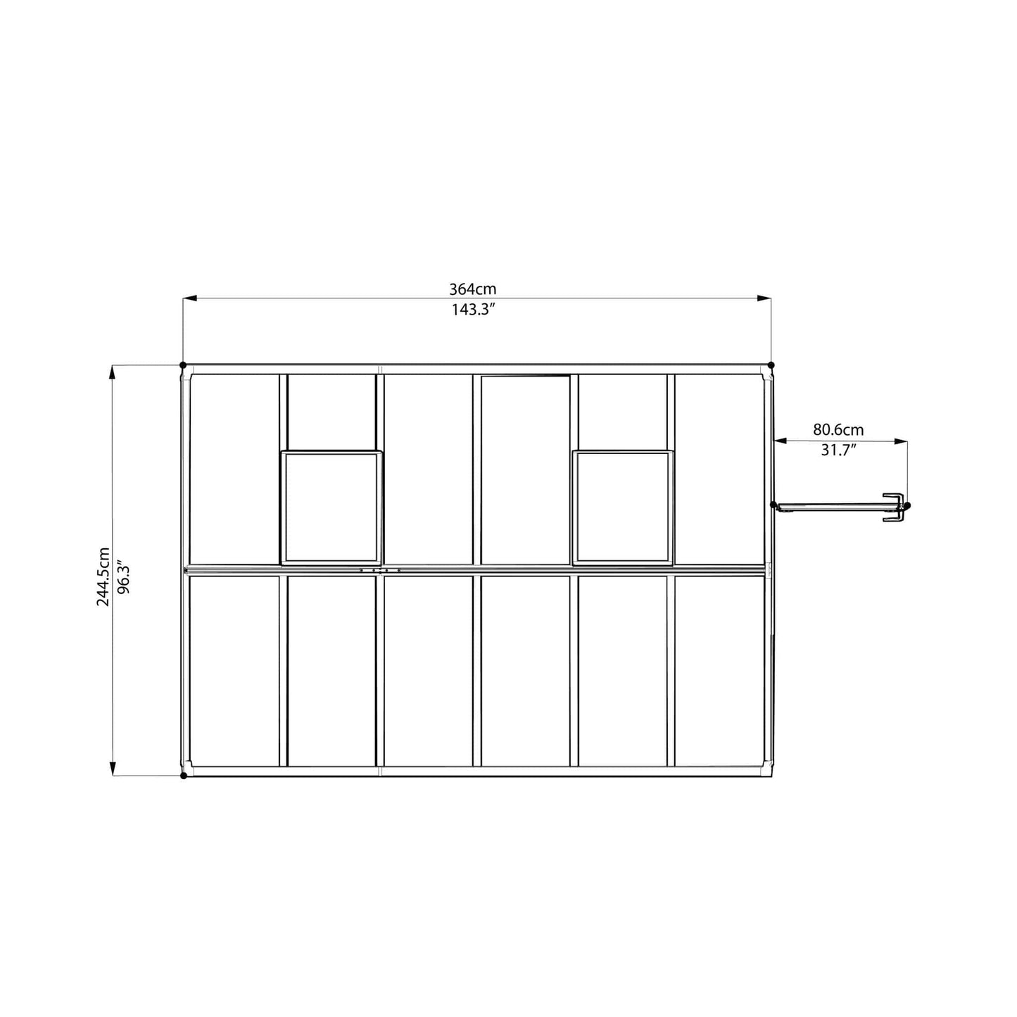 Palram - Canopia | Glory Premium Greenhouse Kit 8 Ft Wide - Gray With 10mm Twin-wall Polycarbonate Glazing - HG5608