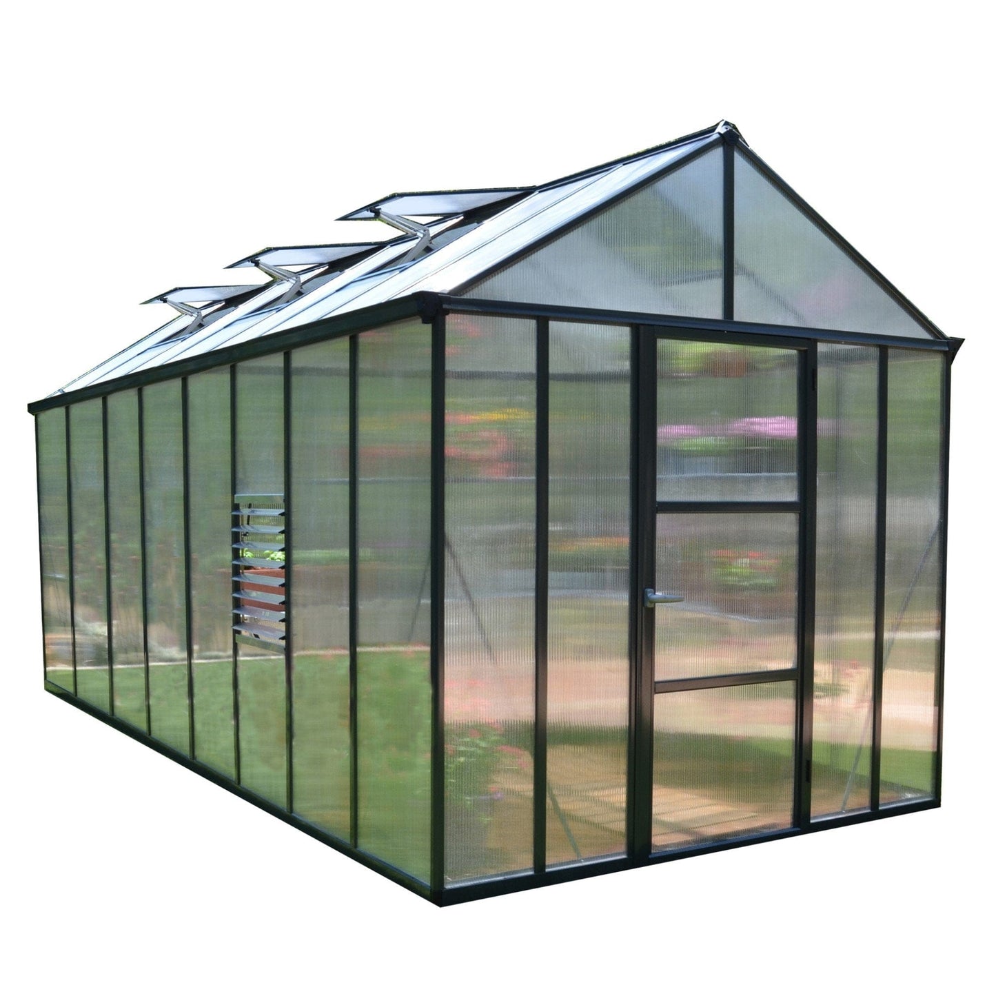 Palram - Canopia | Glory Premium Greenhouse Kit 8 Ft Wide - Gray With 10mm Twin-wall Polycarbonate Glazing - HG5608