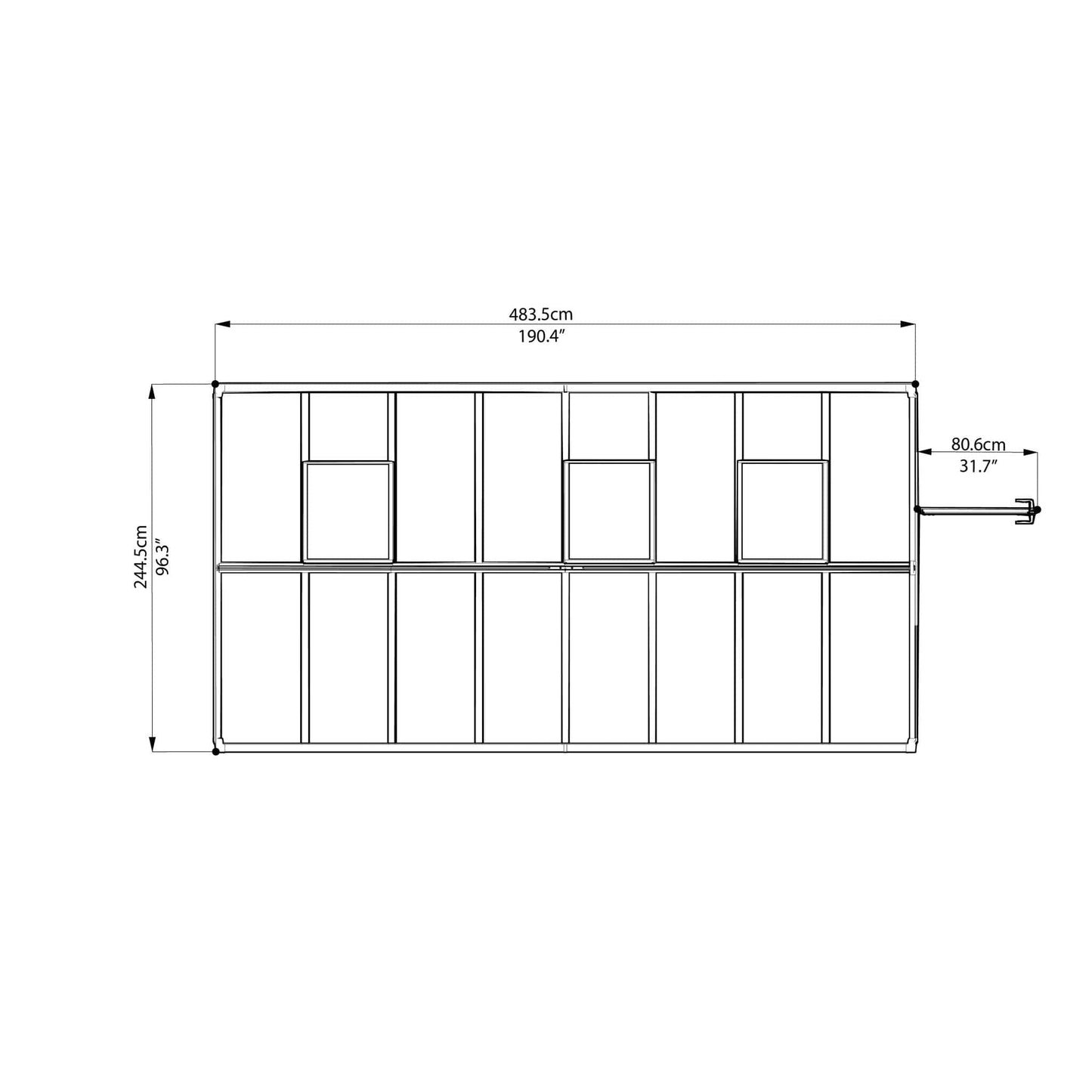 Palram - Canopia | Glory Premium Greenhouse Kit 8 Ft Wide - Gray With 10mm Twin-wall Polycarbonate Glazing - HG5608