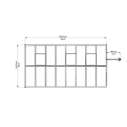 Palram - Canopia | Glory Premium Greenhouse Kit 8 Ft Wide - Gray With 10mm Twin-wall Polycarbonate Glazing - HG5608