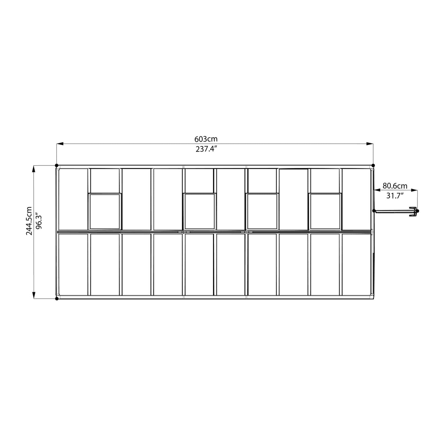 Palram - Canopia | Glory Premium Greenhouse Kit 8 Ft Wide - Gray With 10mm Twin-wall Polycarbonate Glazing - HG5608