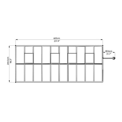 Palram - Canopia | Glory Premium Greenhouse Kit 8 Ft Wide - Gray With 10mm Twin-wall Polycarbonate Glazing - HG5608