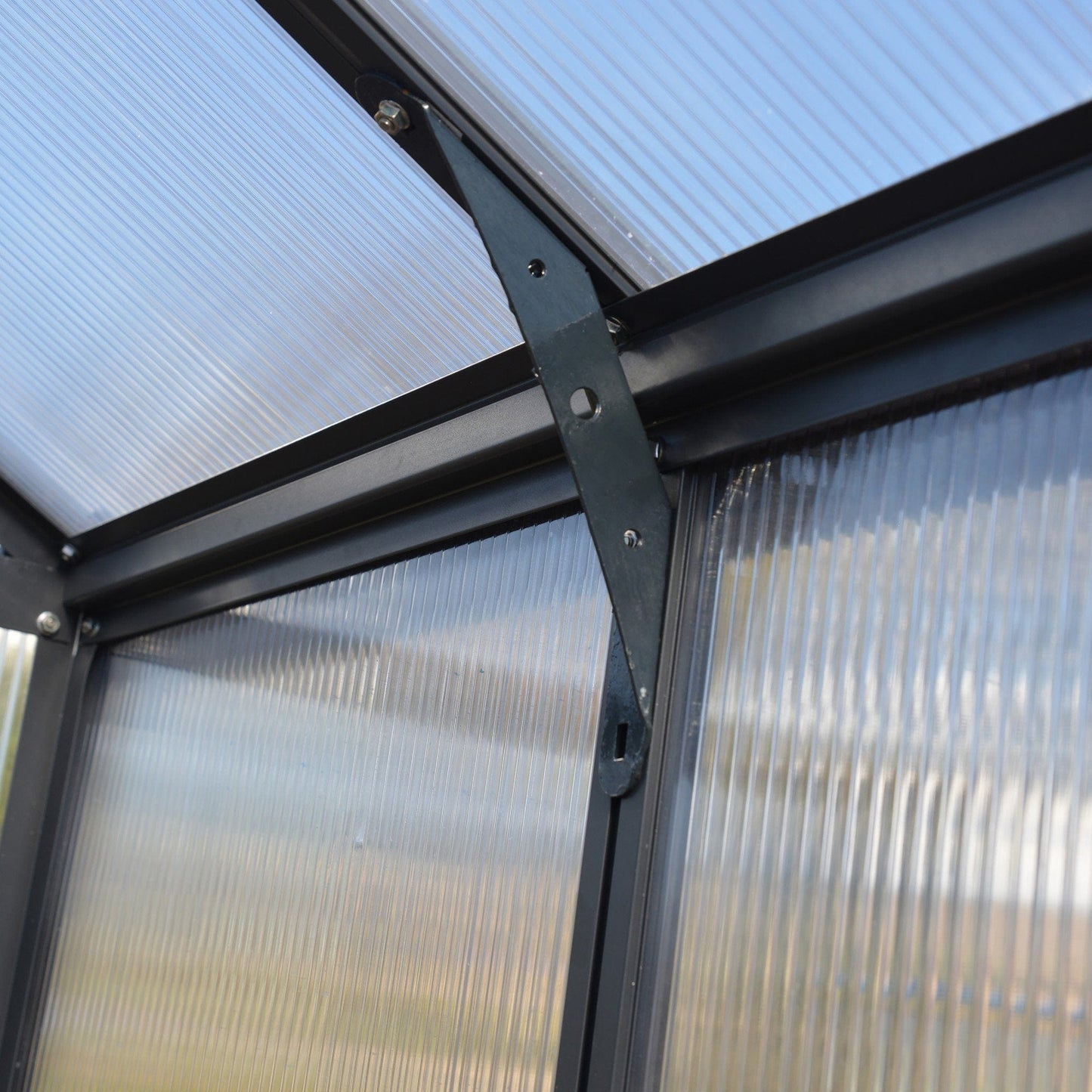 Palram - Canopia | Glory Premium Greenhouse Kit 8 Ft Wide - Gray With 10mm Twin-wall Polycarbonate Glazing - HG5608