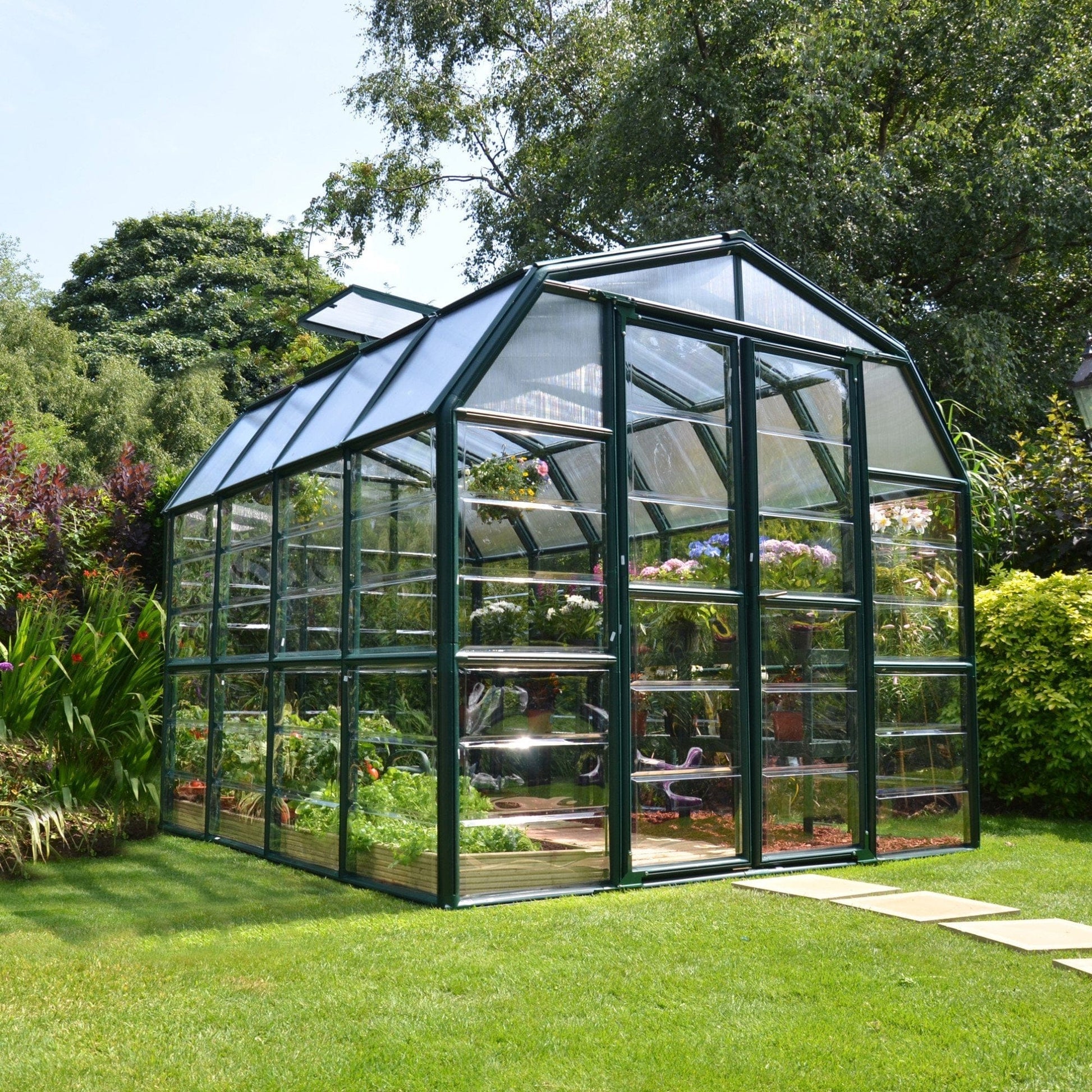 Palram Canopia | Grand Gardener Greenhouse Kit 8 Ft Wide Clear With 0.8mm Polycarbonate Glazing - HG7208C