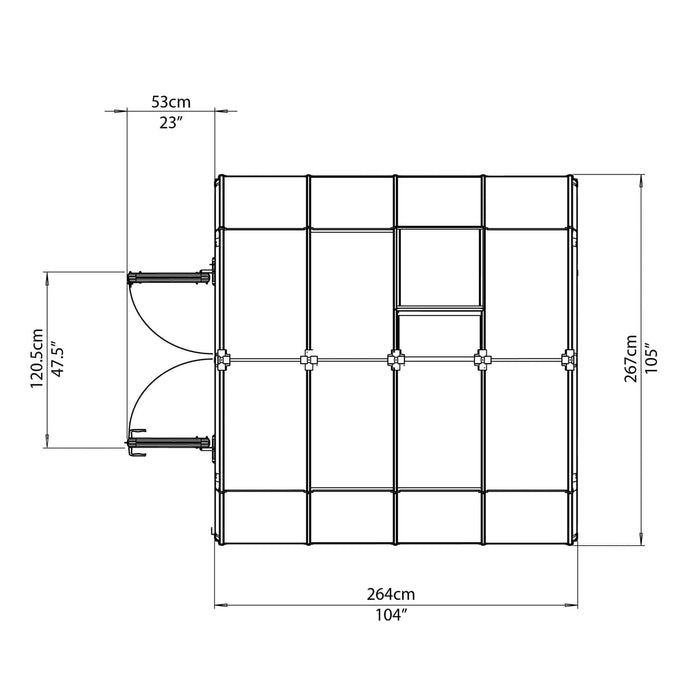 Palram Canopia | Grand Gardener Greenhouse Kit 8 Ft Wide Clear With 0.8mm Polycarbonate Glazing - HG7208C