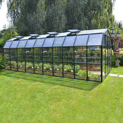 Palram - Canopia | Grand Gardener Greenhouse Kit - 8 Ft Wide - Green - 0.8mm Clear Polycarbonate Glazing - HG7208C