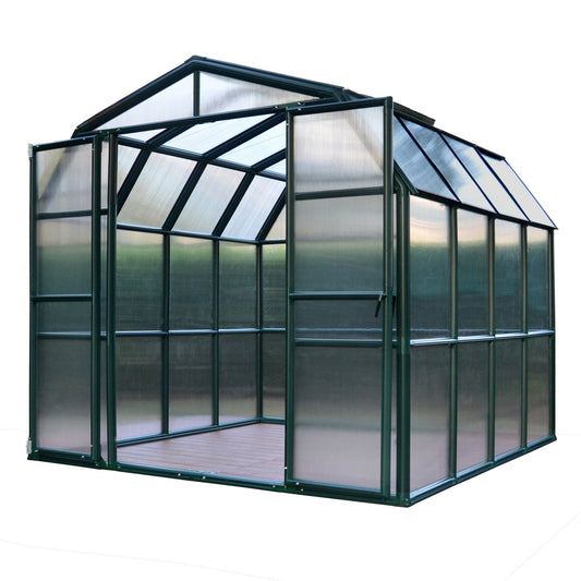 Palram Canopia | Grand Gardener Greenhouse Kit 8 Ft Wide Green With 6mm Twin-wall Polycarbonate Glazing - HG7208