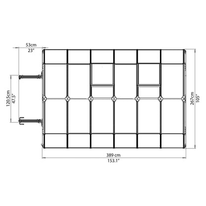 Palram - Canopia | Grand Gardener Greenhouse Kit - 8 Ft Wide - Green - 6mm Twin-wall Polycarbonate Glazing - HG7208