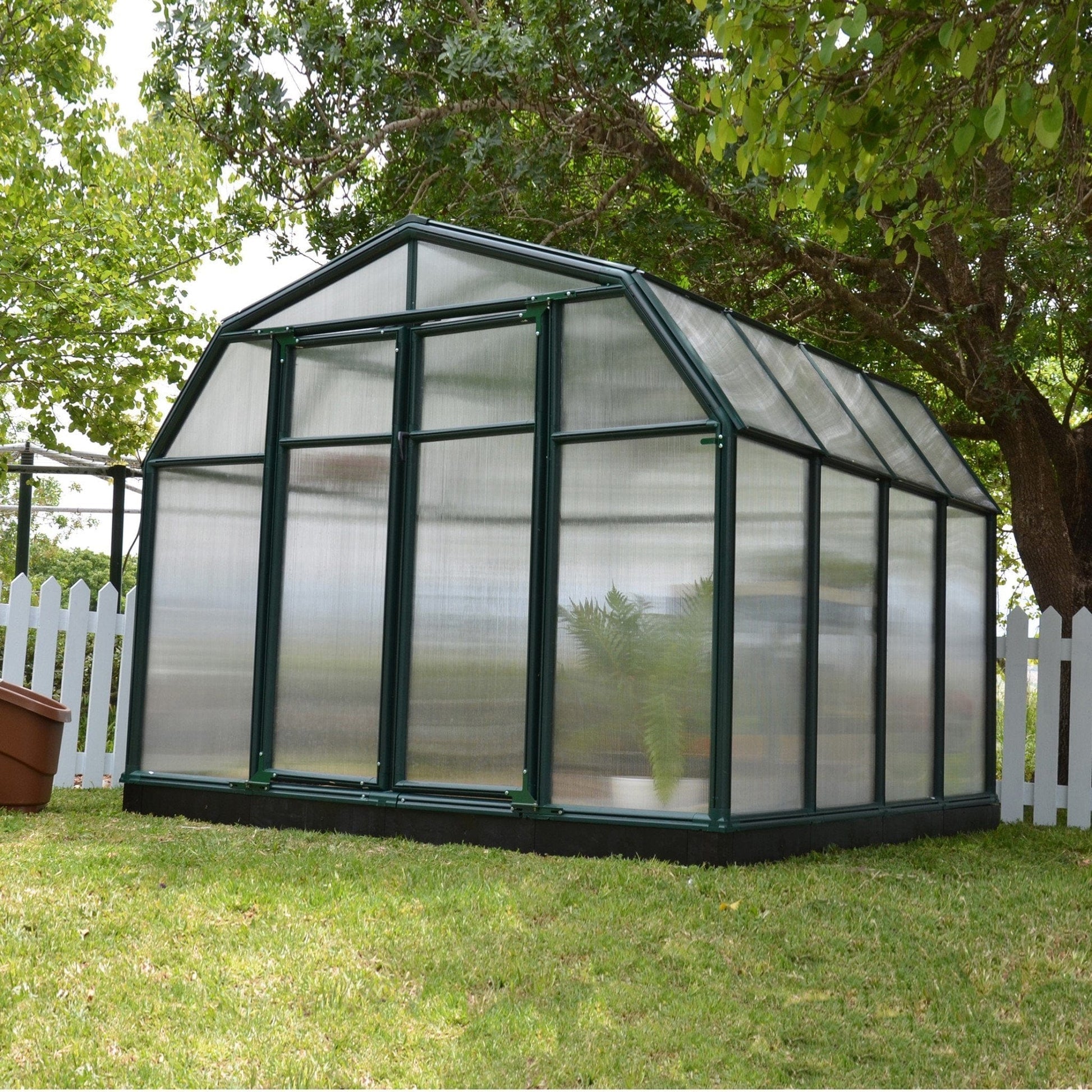 Palram Canopia | Hobby Gardener Greenhouse Kit 8 Ft Wide Green With 6mm Twin-wall Polycarbonate Glazing - HG7108