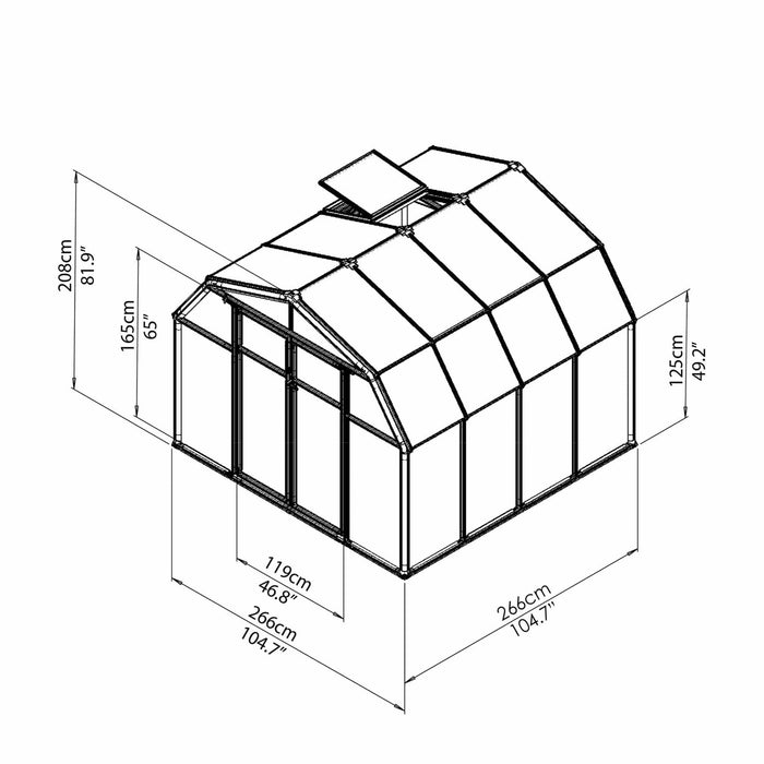 Palram Canopia | Hobby Gardener Greenhouse Kit 8 Ft Wide Green With 6mm Twin-wall Polycarbonate Glazing - HG7108