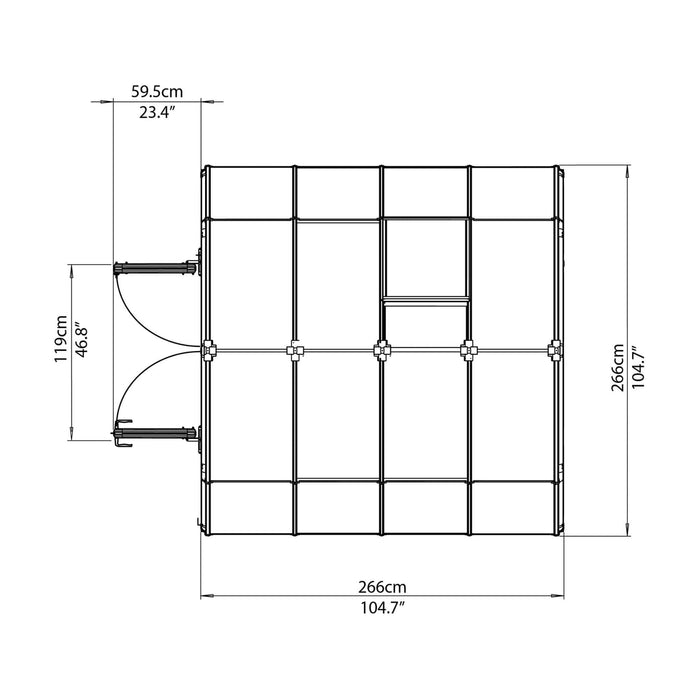 Palram Canopia | Hobby Gardener Greenhouse Kit 8 Ft Wide Green With 6mm Twin-wall Polycarbonate Glazing - HG7108