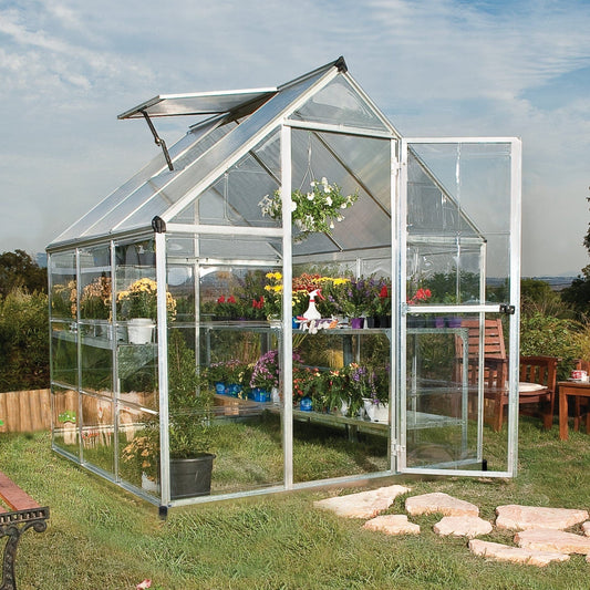 Palram Canopia | Hybrid Greenhouse Kit - Silver With 0.8mm Polycarbonate Glazing - HG5504