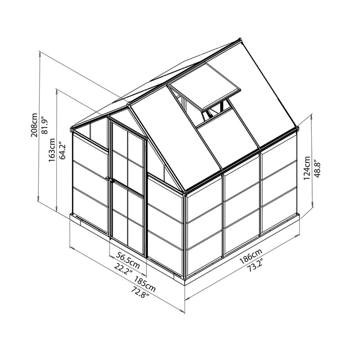 Palram Canopia | Hybrid Greenhouse Kit - Silver With 0.8mm Polycarbonate Glazing - HG5504