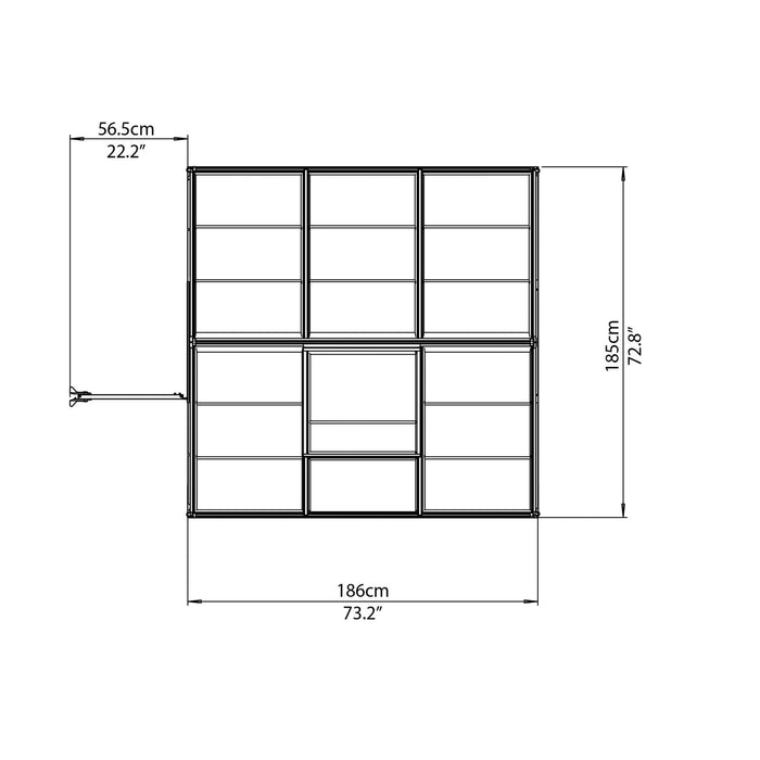 Palram Canopia | Hybrid Greenhouse Kit - Silver With 0.8mm Polycarbonate Glazing - HG5504