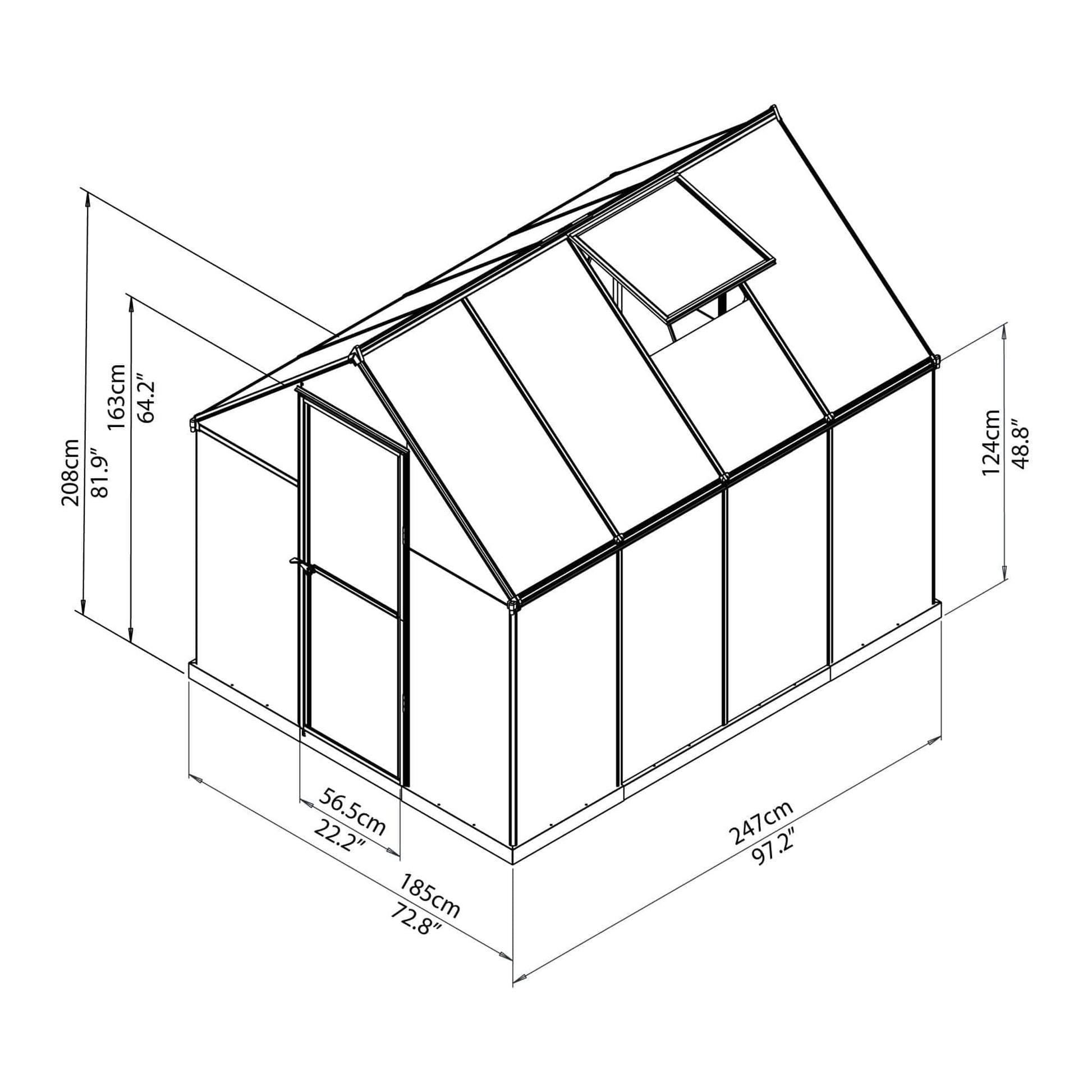 Palram Canopia | Hybrid Greenhouse Kit - Silver With 0.8mm Polycarbonate Glazing - HG5504