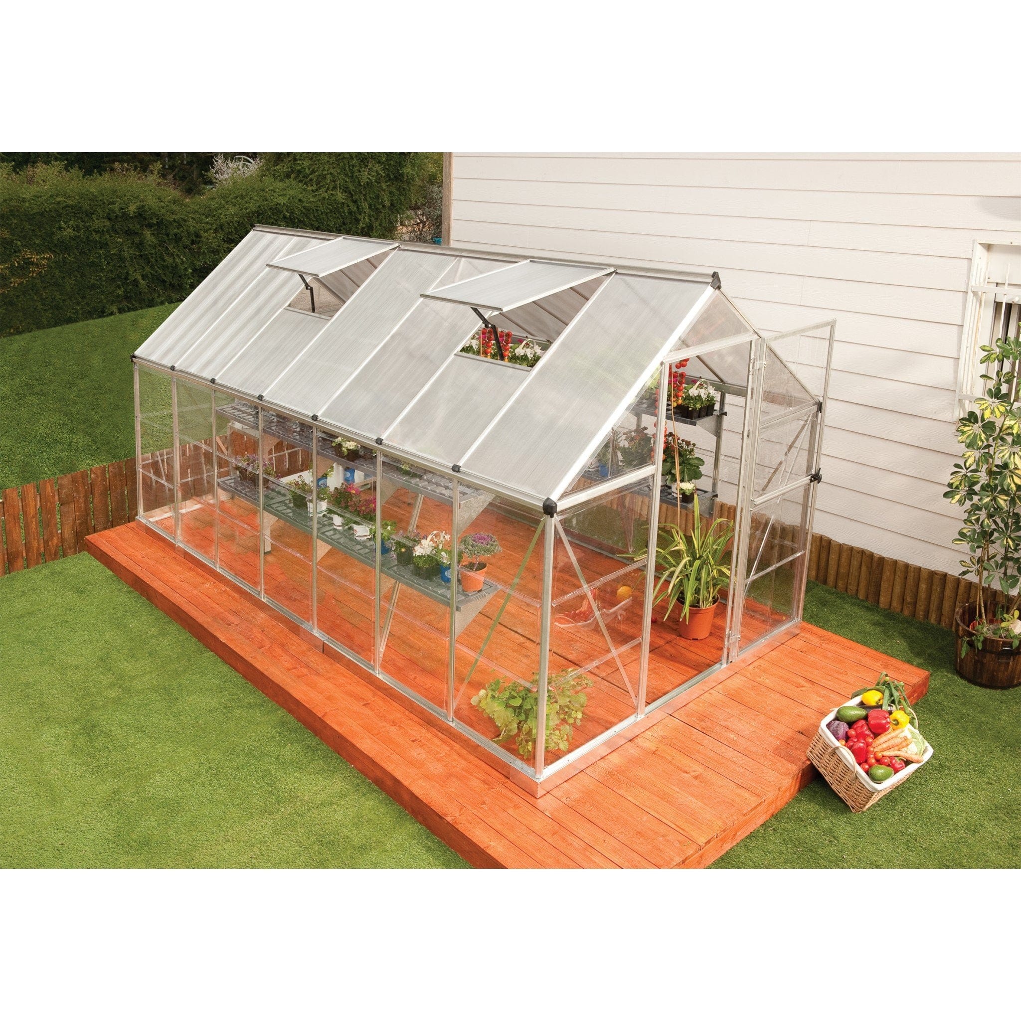 Garden Igloo Palram Canopia 6x4 Ft Hybrid Greenhouse Kit - Green With 0.8mm Poly-carbonate Glazing HG5504G