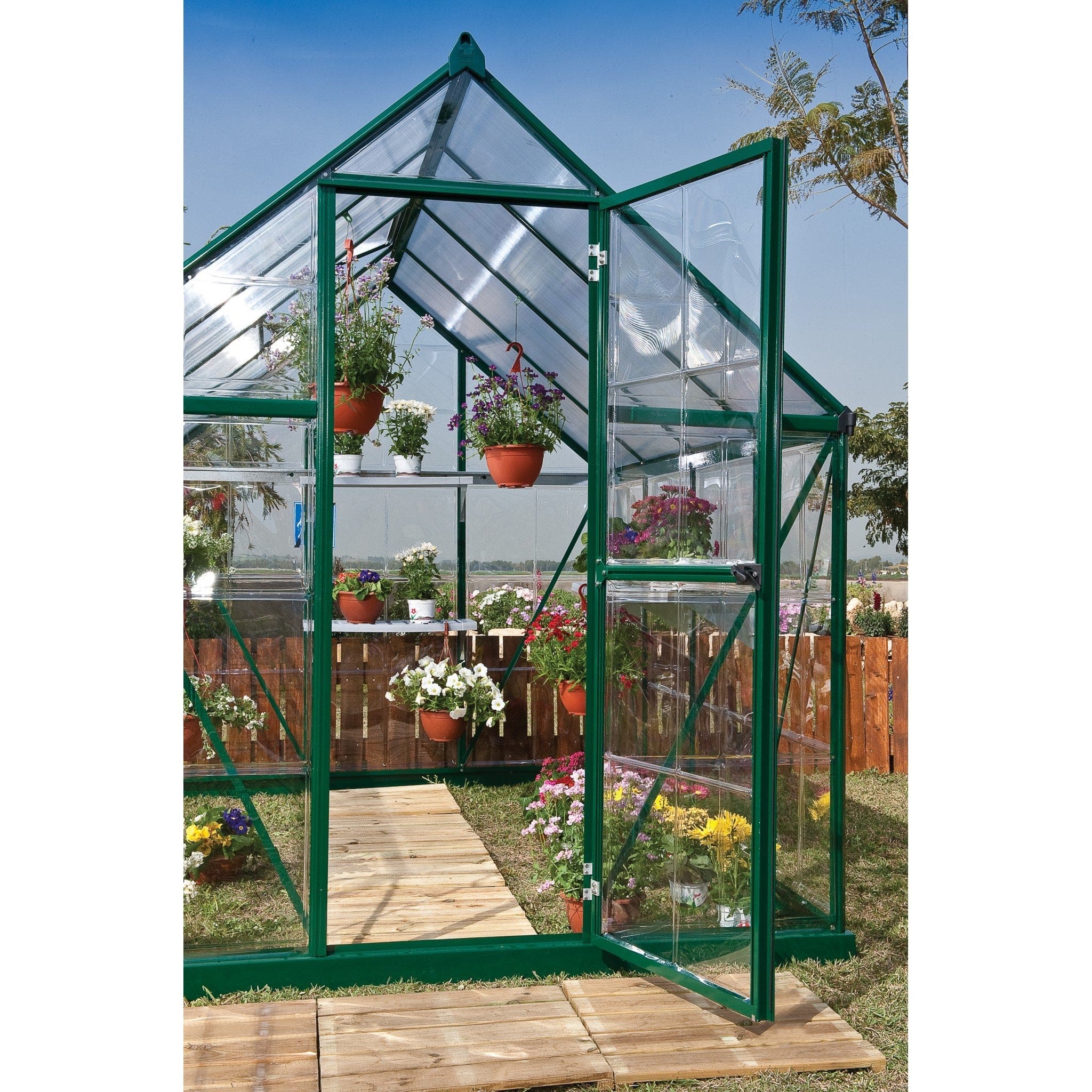 Garden Igloo Palram Canopia 6X8 ft Hybrid Greenhouse Kit - Green With 0.8mm Poly-carbonate Glazing HG5508G-1B