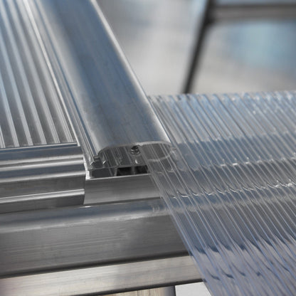 Palram - Canopia | 4x8 Ft Hybrid Lean-To Greenhouse Kit - Silver With 0.8mm Polycarbonate Glazing - HG5548