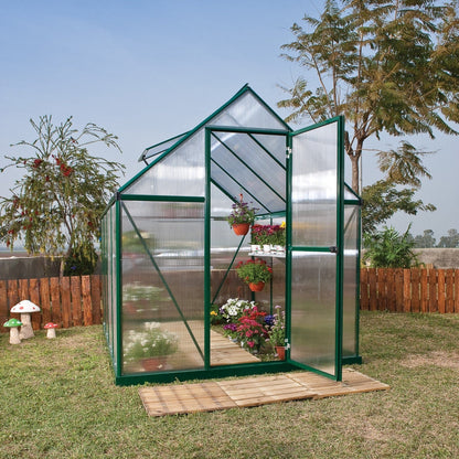 Palram - Canopia | Mythos Greenhouse Kit - 6 Ft Wide - Green With 4mm Twin-wall Polycarbonate Glazing - HG5005G