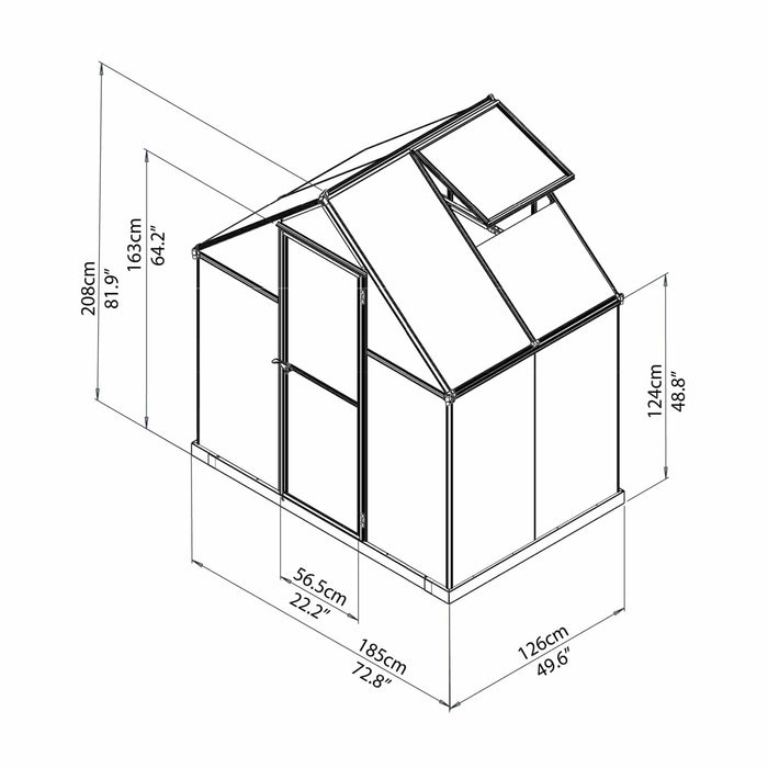 Palram Canopia | Mythos Greenhouse Kit 6 Ft Wide - Green With 4mm Twin-wall Polycarbonate Glazing - HG5005G