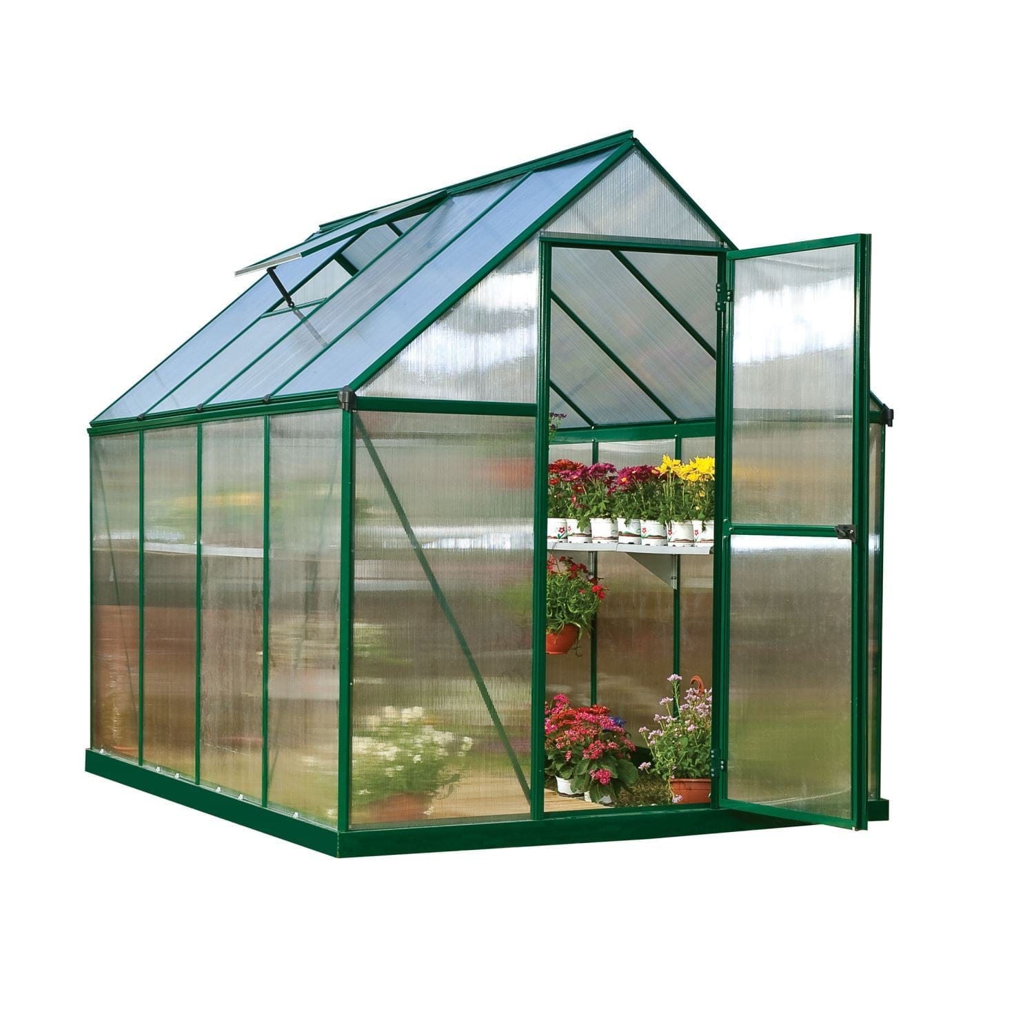 Palram Canopia | Mythos Greenhouse Kit 6 Ft Wide - Green With 4mm Twin-wall Polycarbonate Glazing - HG5005G