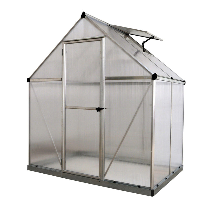 Palram Canopia | Mythos Greenhouse Kit 6 Ft Wide - Silver With 4mm Twin-wall Polycarbonate Glazing - HG5005