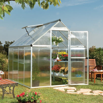 Palram - Canopia | Mythos Greenhouse Kit - 6 Ft Wide - Silver With 4mm Twin-wall Polycarbonate Glazing - HG5005
