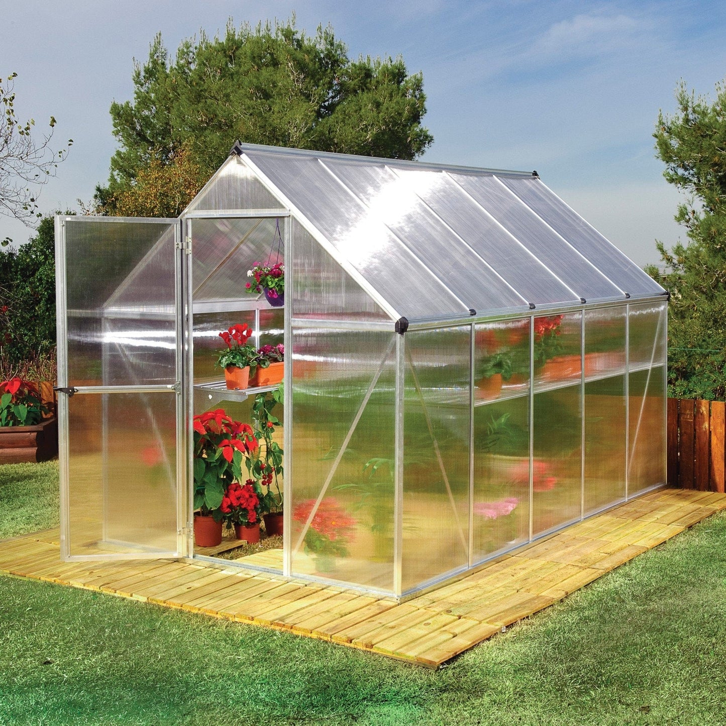 Palram - Canopia | Mythos Greenhouse Kit - 6 Ft Wide - Silver With 4mm Twin-wall Polycarbonate Glazing - HG5005