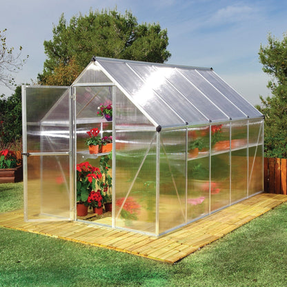 Palram - Canopia | Mythos Greenhouse Kit - 6 Ft Wide - Silver With 4mm Twin-wall Polycarbonate Glazing - HG5005