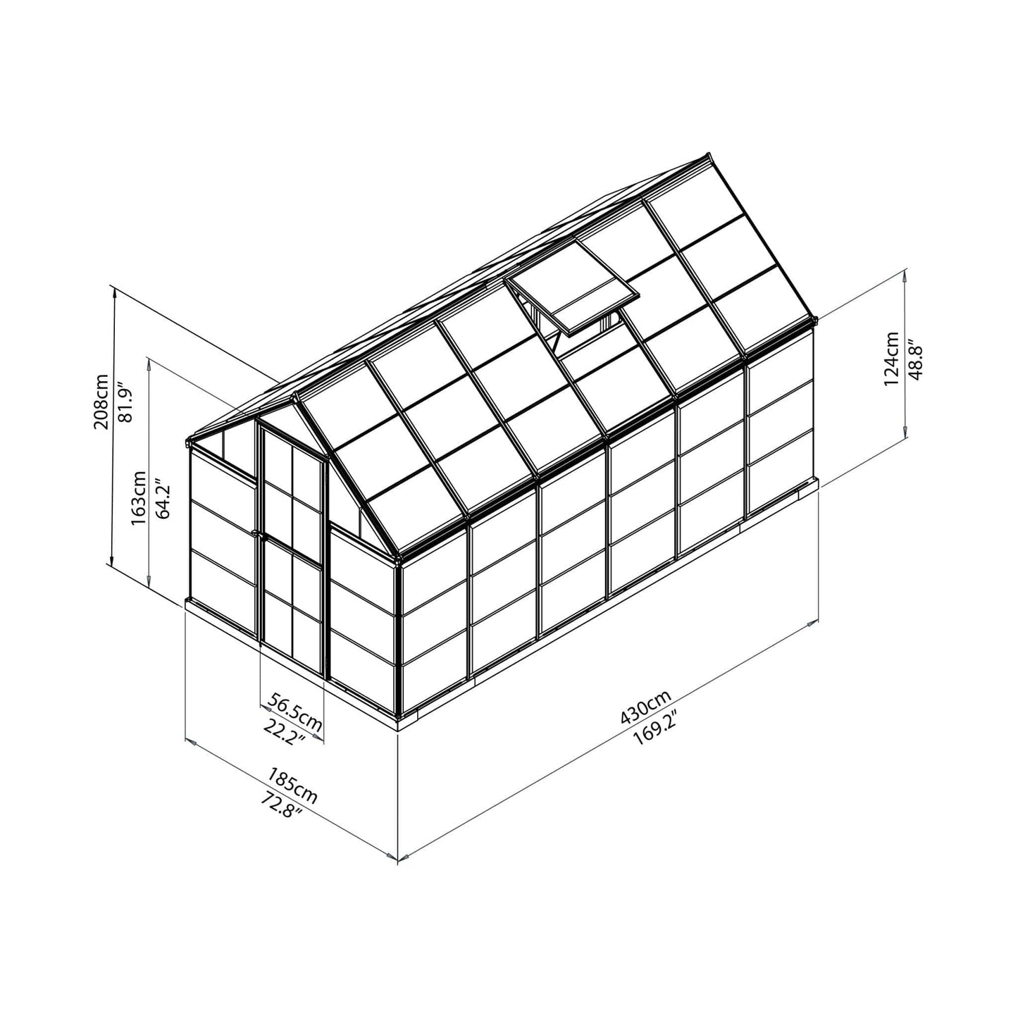 Palram - Canopia | Mythos Greenhouse Kit - 6 Ft Wide - Silver With 4mm Twin-wall Polycarbonate Glazing - HG5005