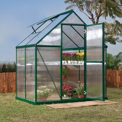 Palram - Canopia | Mythos Greenhouse Kit - 6 Ft Wide - Silver With 4mm Twin-wall Polycarbonate Glazing - HG5005