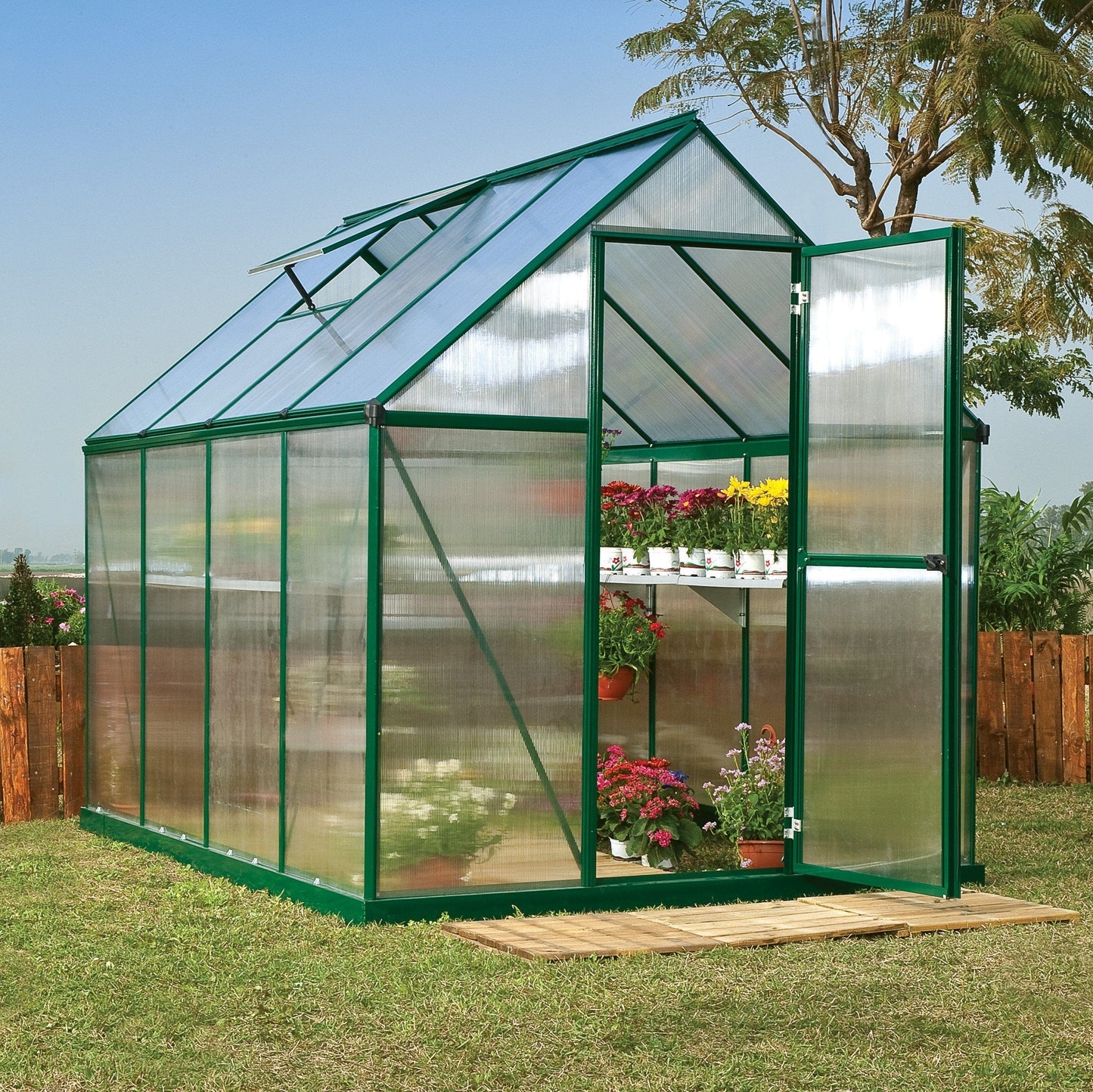 Palram - Canopia | Mythos Greenhouse Kit - 6 Ft Wide - Silver With 4mm Twin-wall Polycarbonate Glazing - HG5005