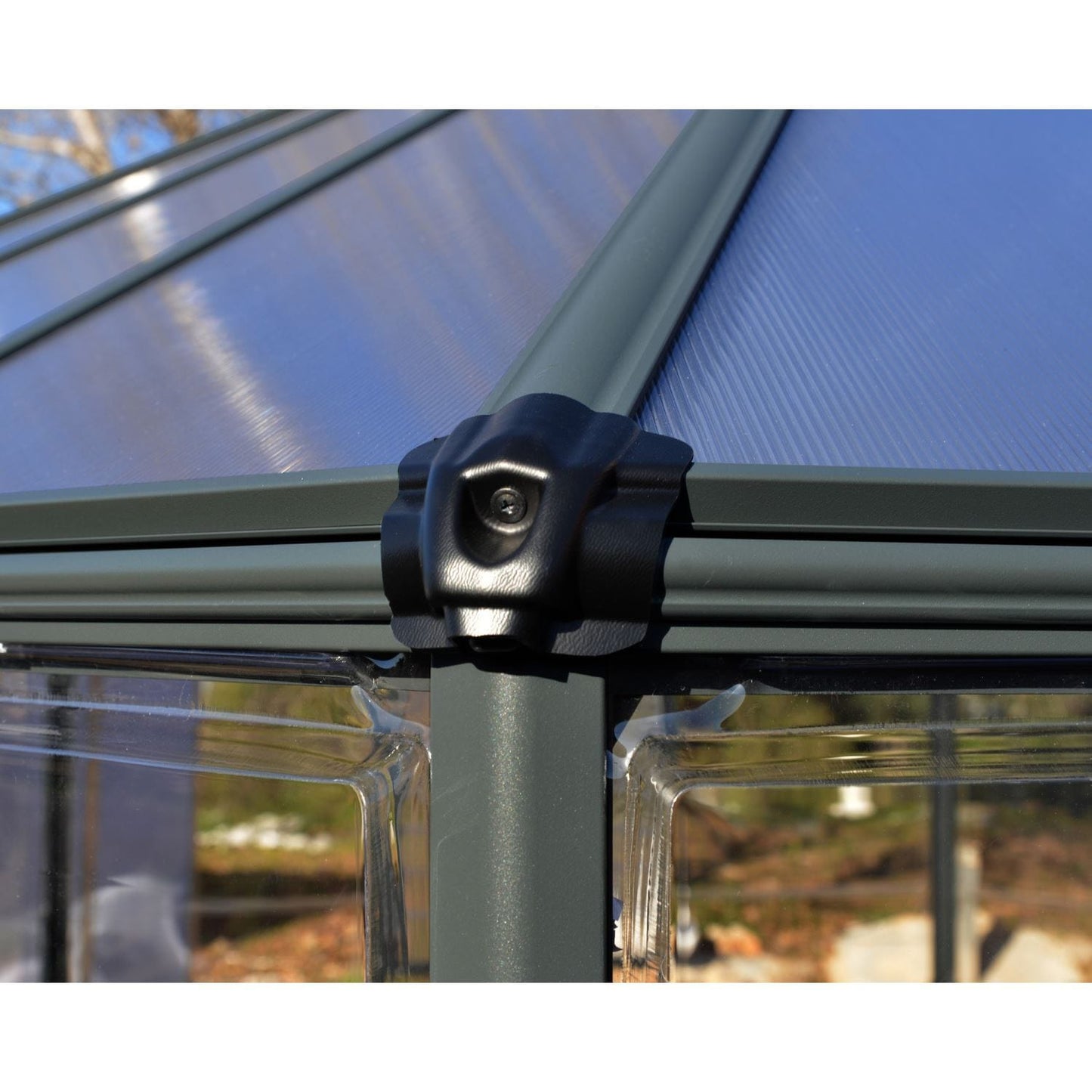 Palram - Canopia | 12x10 Ft Oasis Hex Greenhouse Kit - Gray With 0.8mm Polycarbonate Glazing - HG6005