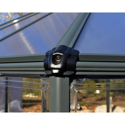 Palram - Canopia | 12x10 Ft Oasis Hex Greenhouse Kit - Gray With 0.8mm Polycarbonate Glazing - HG6005