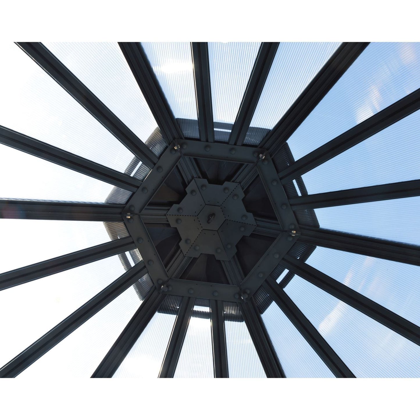 Palram - Canopia | 12x10 Ft Oasis Hex Greenhouse Kit - Gray With 0.8mm Polycarbonate Glazing - HG6005