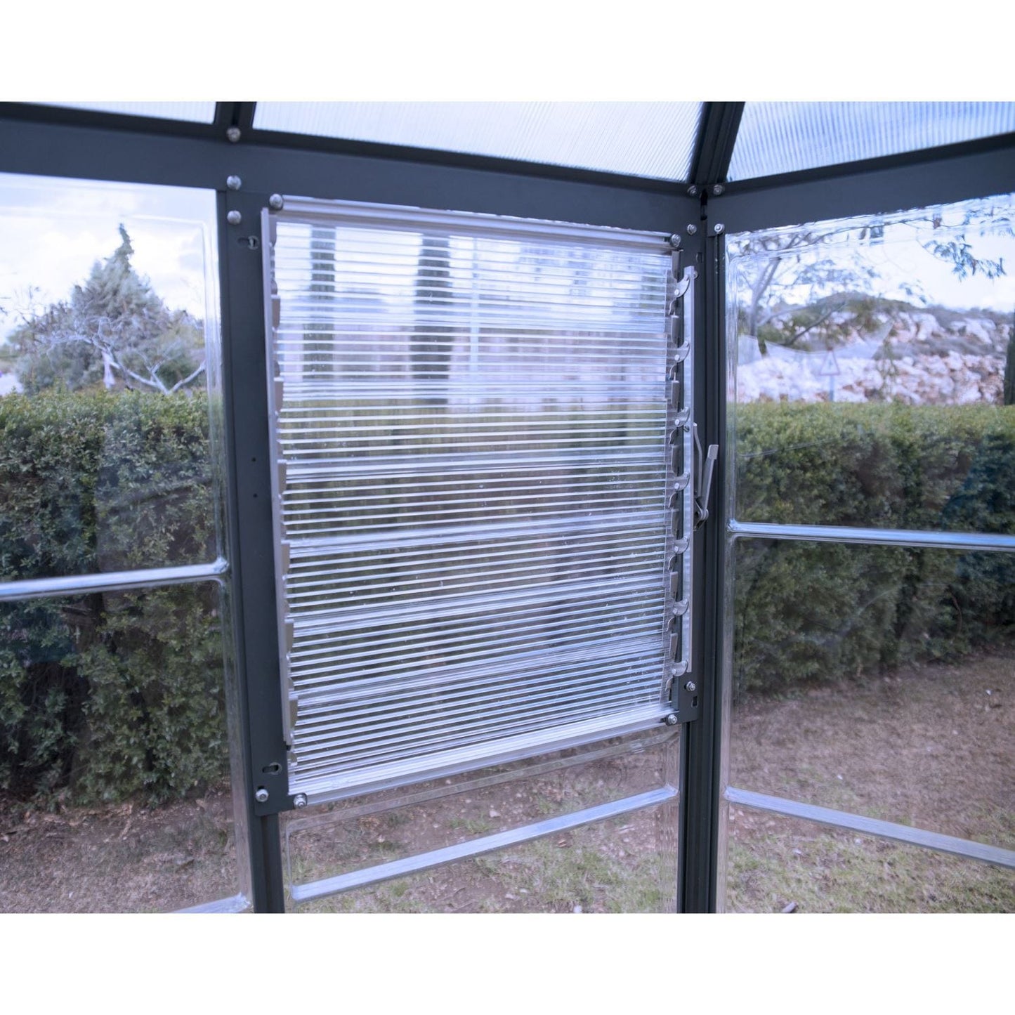 Palram - Canopia | 12x10 Ft Oasis Hex Greenhouse Kit - Gray With 0.8mm Polycarbonate Glazing - HG6005