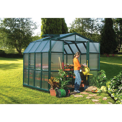 Palram - Canopia | 8x8 Ft Prestige Diffused Greenhouse Kit Package - Green With 6mm Twin-wall Polycarbonate Glazing - HG7308