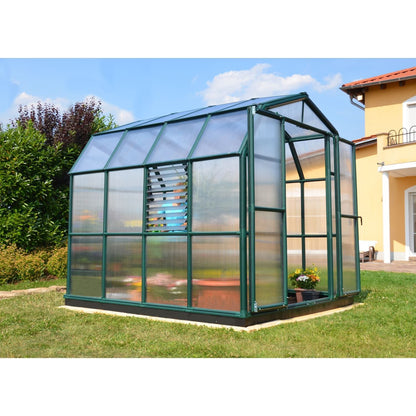 Palram - Canopia | 8x8 Ft Prestige Diffused Greenhouse Kit Package - Green With 6mm Twin-wall Polycarbonate Glazing - HG7308