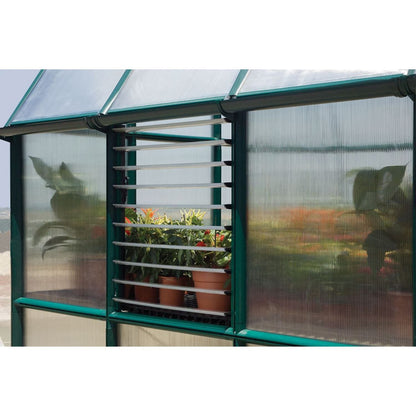 Palram - Canopia | 8x8 Ft Prestige Diffused Greenhouse Kit Package - Green With 6mm Twin-wall Polycarbonate Glazing - HG7308