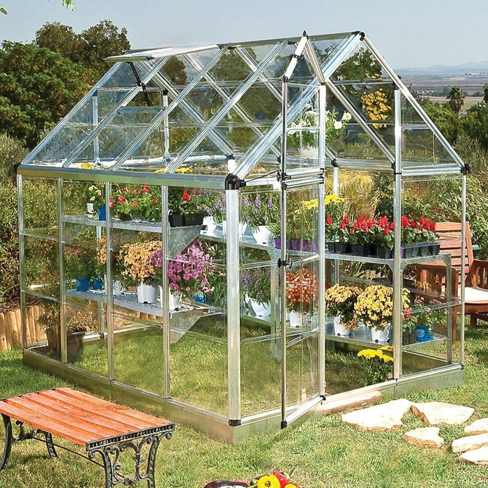 Palram Canopia | Snap & Grow Greenhouse Kit 6ft Wide Silver With 0.8mm Polycarbonate Glazing - HG6008