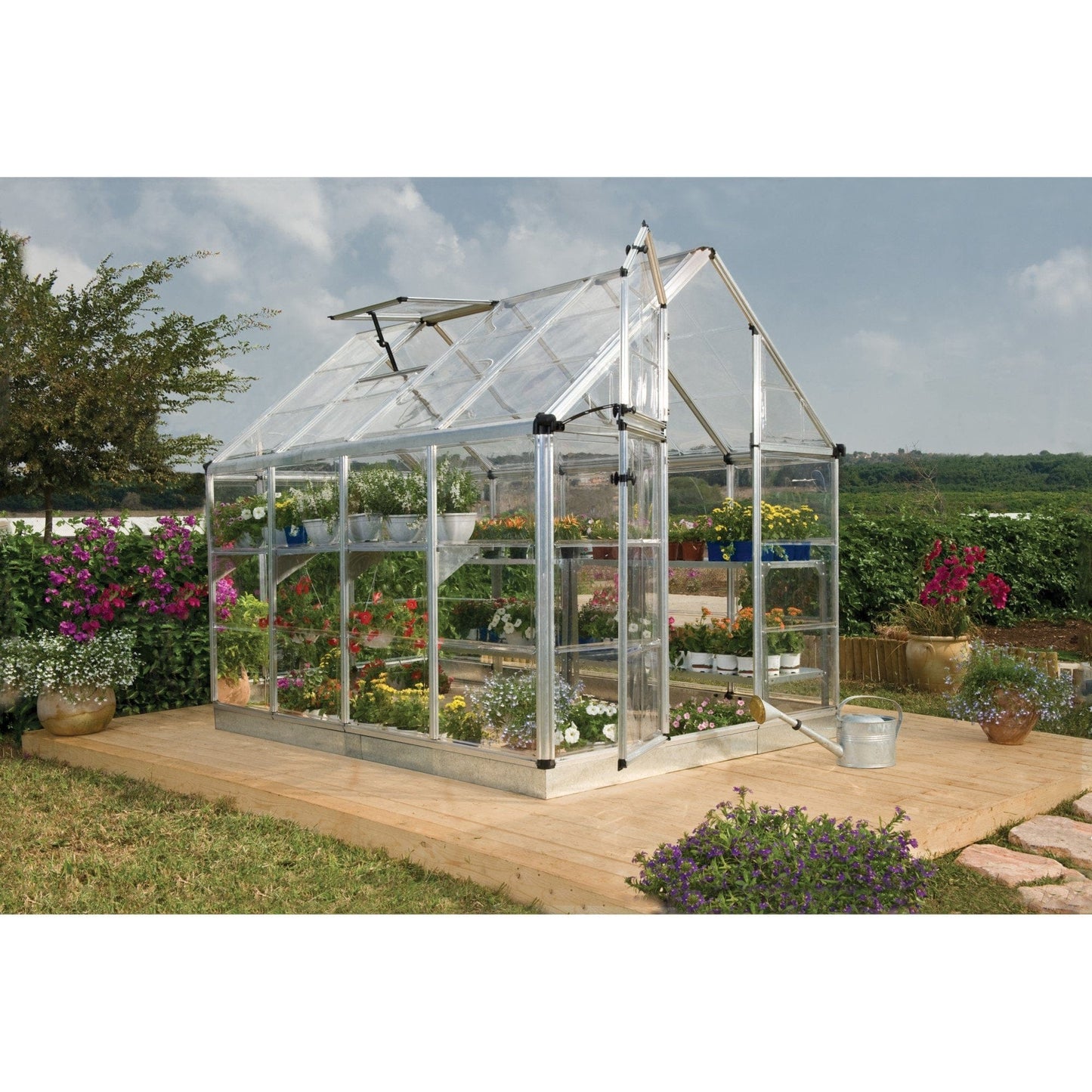 Palram - Canopia | Snap & Grow Greenhouse Kit - 6ft Wide - Silver With 0.8mm Polycarbonate Glazing - HG6008