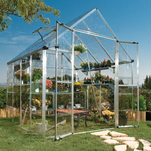 Palram Canopia | Snap & Grow Greenhouse Kit 8 Ft Wide Silver With 0.8mm Polycarbonate Glazing - HG8008