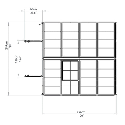 Palram - Canopia | Snap & Grow Greenhouse Kit - 8 Ft Wide - Silver With 0.8mm Polycarbonate Glazing - HG8008
