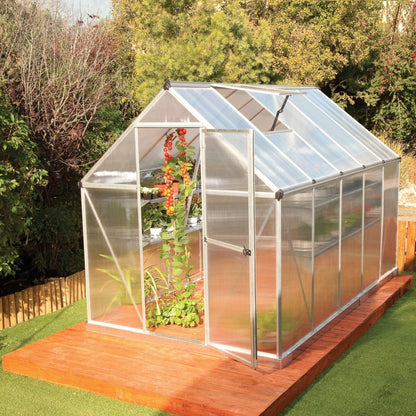 Palram - Canopia | Mythos Greenhouse Kit - 6 Ft Wide - Silver With 4mm Twin-wall Polycarbonate Glazing - HG5005