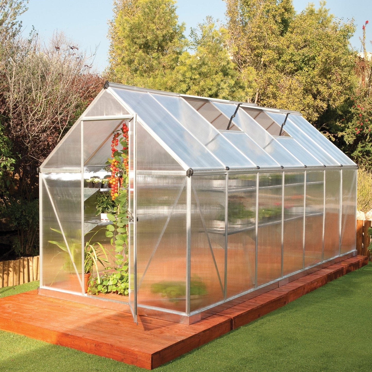 Palram - Canopia | Mythos Greenhouse Kit - 6 Ft Wide - Silver With 4mm Twin-wall Polycarbonate Glazing - HG5005