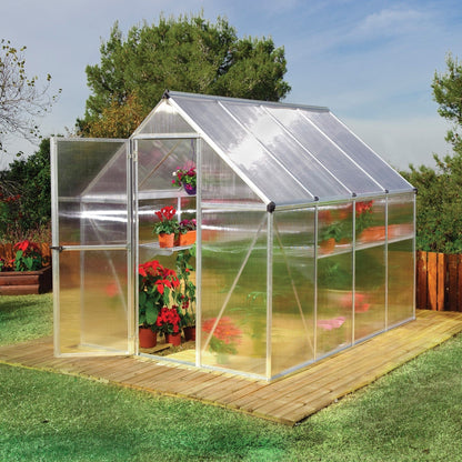 Palram - Canopia | Mythos Greenhouse Kit - 6 Ft Wide - Silver With 4mm Twin-wall Polycarbonate Glazing - HG5005