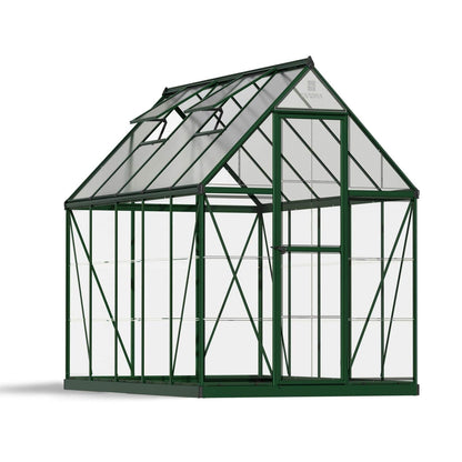 Palram - Canopia | 6x10 Ft Hybrid Greenhouse Kit - Green With 0.8mm Polycarbonate Glazing - HG5510G